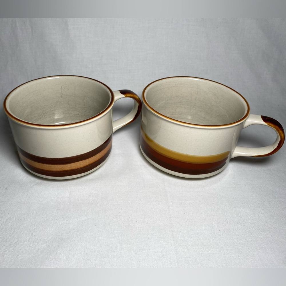Vintage Sunny Korea 22201 Stripe Coffee Tea Soup 12 oz Mugs - Set of 2